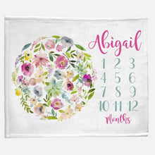 Load image into Gallery viewer, Milestone / Monthly Blanket - Floral Circle - The Little Arrows
