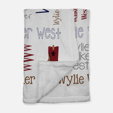 Load image into Gallery viewer, Personalized Plush Blanket - All Over Cowboy - The Little Arrows
