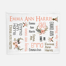 Load image into Gallery viewer, Personalized Blanket - Antlers and Flowers
