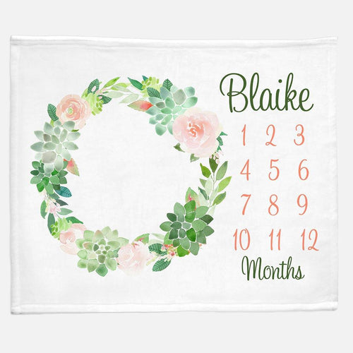 Milestone / Monthly Blanket - Succulent Wreath - The Little Arrows