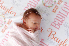 Load image into Gallery viewer, Personalized Fleece Baby Blanket - Floral Wreath - The Little Arrows
