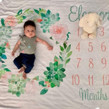 Load image into Gallery viewer, Milestone / Monthly Blanket - Succulent Wreath - The Little Arrows

