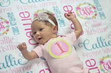 Load image into Gallery viewer, Personalized Fleece Baby Blanket - Floral Wreath - The Little Arrows
