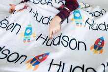 Load image into Gallery viewer, Personalized Blanket - Space Rocket
