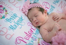Load image into Gallery viewer, Baby Blanket - Baby Girl Blanket - Personalized Baby Blanket - Monogram Baby Blanket - Swaddle Receiving Blanket -  Custom Blanket
