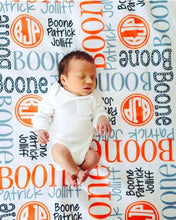 Load image into Gallery viewer, Personalized Baby Blanket - Monogram Baby Blanket - Swaddle Receiving Blanket - Baby Shower Gift - Custom Blanket - Monogrammed - Name
