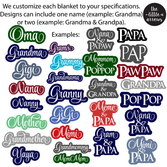 Personalized blankets top for grandparents