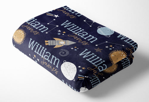 Space Name Blanket - Personalized Galaxy Blanket - Kid Name Blanket - Monogram Blanket - Personalized Blanket - Planets Name Blanket
