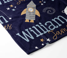 Load image into Gallery viewer, Space Name Blanket - Personalized Galaxy Blanket - Kid Name Blanket - Monogram Blanket - Personalized Blanket - Planets Name Blanket
