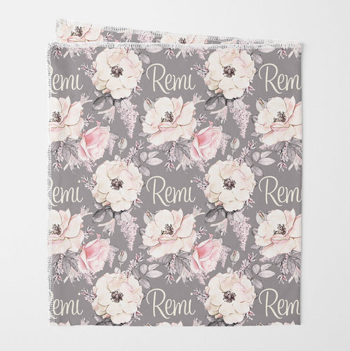 Floral Name Blanket - Girl Stretchy Swaddle Blanket - Blanket with Name - Personalized Girl Blanket - Monogram Girl Blanket - Baby Girl
