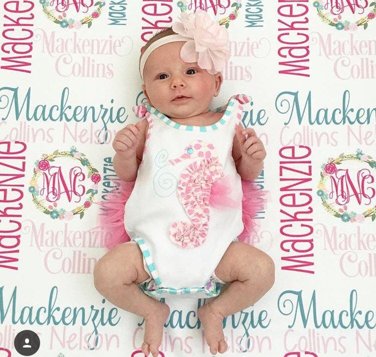 Baby Blanket - Baby Girl Blanket - Personalized Baby Blanket - Monogram Baby Blanket - Swaddle Receiving Blanket -  Custom Blanket