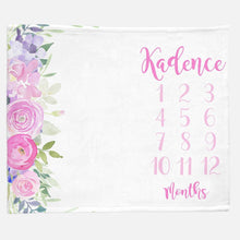 Load image into Gallery viewer, Milestone / Monthly Blanket - Side Floral - The Little Arrows
