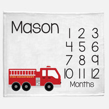 Load image into Gallery viewer, Milestone / Monthly Blanket - Firetruck - The Little Arrows
