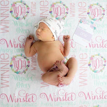 Load image into Gallery viewer, Personalized Fleece Baby Blanket - Floral Wreath - The Little Arrows
