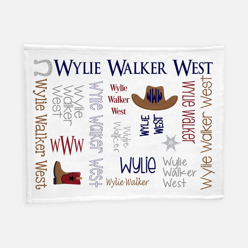 Personalized Plush Blanket - All Over Cowboy - The Little Arrows