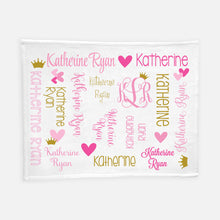 Load image into Gallery viewer, Personalized Blanket - All Over Hearts and Crown
